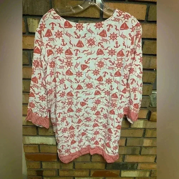 Tybee Island Clothing Company Nautical Quarter Sleeve Blouse - Picture 2 of 5